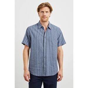 RAILS Men’s Wilder Shirt In Marine Sapphire Stripe-Size Large